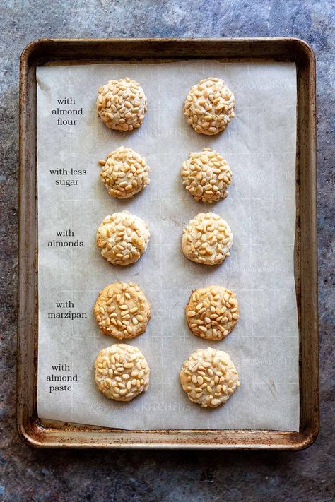 Pignoli Cookies Recipe Italian, Italian Christmas Cookies Authentic, Pinoli Cookies, Pinole Cookies, Pignoli Cookies Recipe, Homemade Coconut Cake Recipe, Pine Nut Cookies, Pignoli Cookies, Italian Almond Cookies