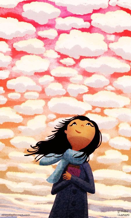 wonderfulworld Nidhi Chanani, What A Wonderful World, Cloud Art, Wonderful World, Childrens Illustrations, Children's Book Illustration, Whimsical Art, Cute Illustration, Girl's Room