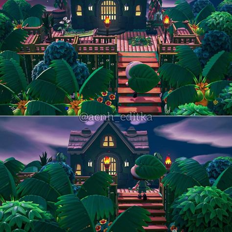 Acnh Jungle House, Animal Crossing Tree House, Acnh Tree House, Acnh Treehouse, Acnh Aesthetics, Anch Ideas, Acnh Villagers, Acnh Inspiration, Jungle Tree