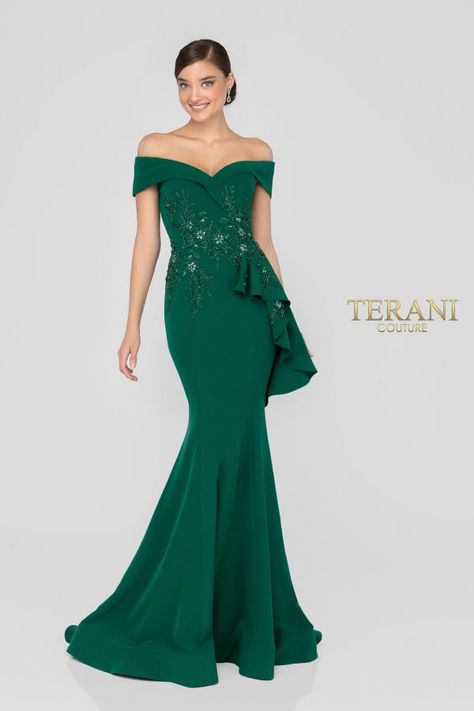 1911M9339_FRONT Mnm Couture, Terani Couture, Embellished Gown, Mermaid Skirt, Mermaid Gown, Mother Of The Bride Dresses, Elegant Dress, Eminem, Bride Dress