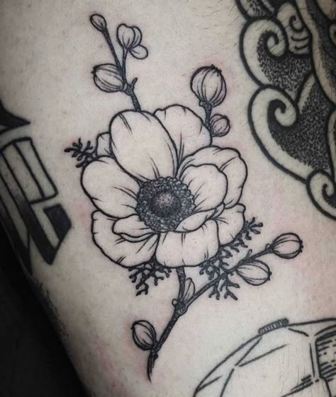 Anemone Tattoo, Dogwood Flower Tattoos, Tattoo Portfolio Ideas, Tattoo Sleeve Filler, Nouveau Tattoo, Body Paintings, Floral Tattoo Sleeve, Botanical Tattoo, Calf Tattoo