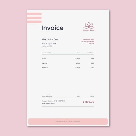 Beauty salon invoice template | Free Vector #Freepik #freevector #woman #makeup #clean #salon Corporate Invoice Design, Makeup Invoice Template, Invoice Design Template Free, Cute Invoice Design, Free Invoice Template, Photography Invoice, Balance Sheet Template, Invoice Design Template, Makeup Clean