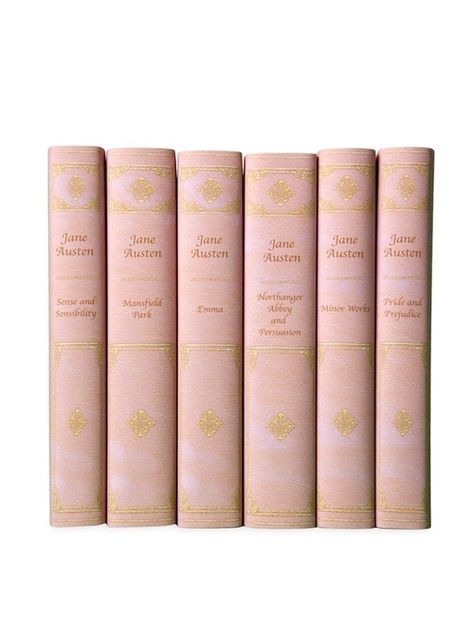 Pink Jane Austen Set Jane Austen Novels, Jane Austen Books, Custom Book Covers, Pink Books, Misty Rose, Custom Book, Everything Pink, Book Nooks, Jane Austen