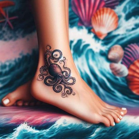 Jessie Tattoo, Octopus Tattoo Ideas, Small Octopus Tattoo, Tattoo Octopus, Octopus Tattoo Sleeve, Friendship Tattoo, Mermaid Tattoo Designs, Bright Tattoos, Octopus Tattoo Design