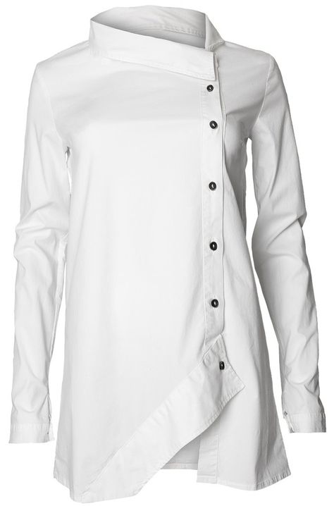 Asymmetrical Button Down Shirt, Asymmetrical Shirt, Dramatic Style, White Shirt Dress, Button Shirt, White Blouse, Fall Looks, Button Up Shirt, Shirt White