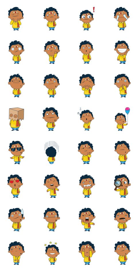 Indian Characters Design, Indian Face Illustration, Indian Comic Illustration, Indian Illustration Character, Indian Cartoon Characters, Indian Stickers, Indian Mascot, Mascot Ideas