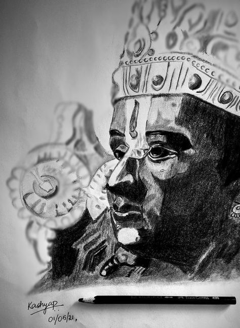 Immerse yourself in the divine serenity of this meticulously crafted black and white pencil sketch of Tirupati Balaji. The intricate details bring to life the sacred aura and spiritual significance of Lord Venkateswara, inviting you to contemplate his eternal presence. This masterpiece pays homage to the divine blessings of Tirupati Balaji, beautifully rendered to inspire and uplift souls seeking connection with the sacred. Lord Venkateswara Pencil Sketch, Tirupati Balaji Sketch, Balaji Sketch, Seeking Connection, Tirupati Balaji, Lord Venkateswara, Divine Blessings, White Pencil, The Divine