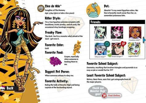 Cleo De Nile X Deuce, Monster High Profile, Cleo De Nile And Deuce, Morgan Stark, Monster High Cleo, Robecca Steam, Egyptian Princess, Monster High Pictures, Monster High Party