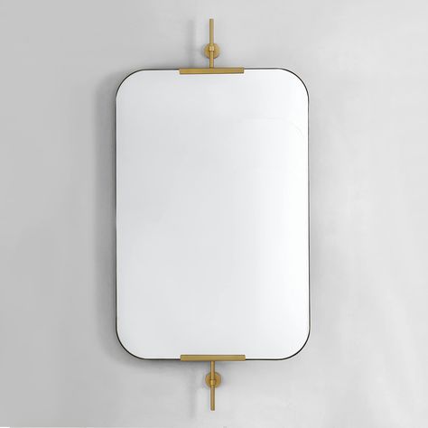 PRICES MAY VARY. Sleek and Stylish Design: Elevate your bathroom decor with the sleek and modern design of our gold rectangluar mirror. The gold metal frame exudes sophistication, while the round shape adds a touch of elegance. It effortlessly complements any bathroom style, from contemporary to traditional. Adjustable Pivot Function: Enjoy the convenience of the adjustable pivot feature, allowing you to tilt the mirror to your desired angle. Whether you're grooming, applying makeup, or simply c Vanity Mirrors For Bathroom, White Vanity Mirror Bathroom, Backlit Vanity Mirror, Mirror Over Board And Batten, Frameless Mirror Ideas, Bathroom With Mixed Metal Finishes, Half Bath Mirror, Gold Faucet Bathroom, Pivot Bathroom Mirror