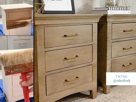 DIY Pottery Barn Wood Look without Using Real Wood - 🏠home decor🏠 Pottery Barn Furniture Diy, Pottery Barn Diy, Pottery Barn Look, Chests Diy, Pottery Barn Furniture, Diy Steps, Furniture Finish, Diy Nightstand, Kids Pottery