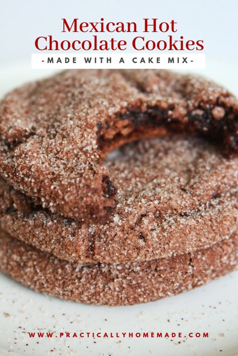 Hot Chocolate Desserts, Mexican Hot Chocolate Cookies, Butter Cake Cookies, Chocolate Cake Mix Cookies, Soft Cookie Recipe, Cake Mix Desserts, Chocolate Cake Cookies, Hot Chocolate Cookies, Mexican Dessert Recipes