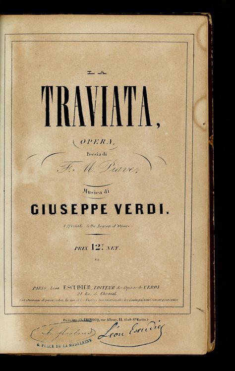 La traviata : opera : Verdi, Giuseppe, 1813-1901, composer : Free Download, Borrow, and Streaming : Internet Archive La Traviata Opera, Opera Aesthetic, Opera Show, Handmade Paper Art, Opera Music, La Traviata, Wish Board, A Night At The Opera, Romantic Period