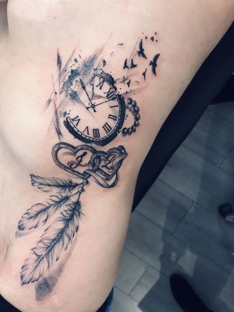 Tattoo attrape rêve in 2022 | Hip thigh tattoos, Arm sleeve tattoos, Sleeve tattoos for women Tattoos With Clocks For Women, Clock Tattoo Design Women Arm, Time Clock Tattoos For Women, Clock Tattoo Ideas For Women, Clock Tattoos For Women, Tattoos Arm Sleeve, Memorial Tattoos Mom, Clock Tattoo Sleeve, Dream Catcher Tattoo Design