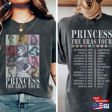 Two Sided® Princess The Eras Tour Comfort Colors Shirt Disney Shirts Characters Hoodie Unisex Check more at https://bestshirtformom.com/product/two-sided-princess-the-eras-tour-comfort-colors-shirt-disney-shirts-characters-hoodie-unisex/ Disneyland World, Disney Princess Shirts, Disney Princess Characters, Princess Shirt, Elsa Anna, Comfort Colors Shirt, Sweat Hoodie, Disney Shirts, Love Shirt