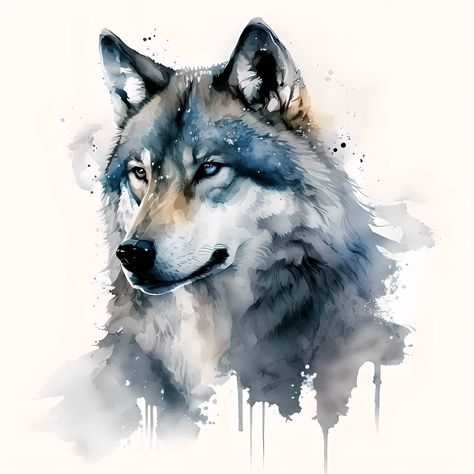 Watercolor Wolf, Wolf Painting, Wildlife Artwork, Wolf Tattoo Design, Watercolor Lettering, Canine Art, Pretty Animals, Pencil Art Drawings, Wolf Art