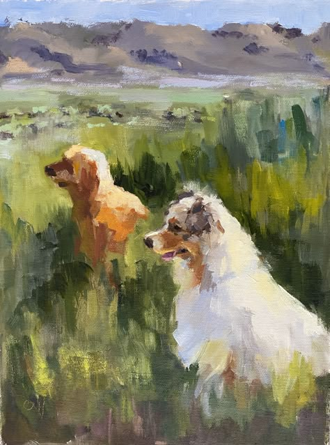 Painting Of Dog, Paintings Of Dogs, Dog Acrylic Painting, Acrylic Dog Painting, Dog Art Aesthetic, Animal Oil Painting, Oil Painting Animals, Dog Painting Ideas, Dog House Painting