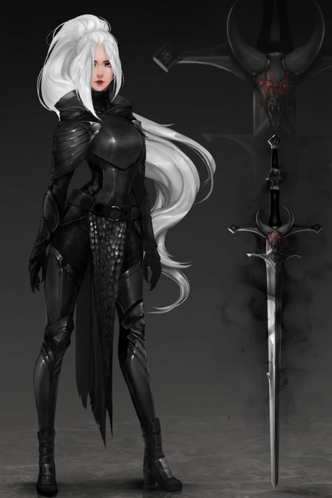 Gothic Armor Female, Female Dark Knight, Dragon Armor Female, Drow Armor, Dragon Armor, Female Armor, Female Knight, Alien Concept Art, Warrior Girl