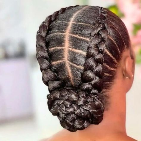 Braided Fancy Hairstyles, Natural Hair Pieces For Black Women, Milkmaid Braid Black Women, Adult Braids Hairstyles Black Women, 2 Feed In Braids Cornrows, Crown Braids For Black Women, Natural Hair Plaits Hairstyles, Simple Braids For Black Women, 2 Braids Hairstyles For Black Women