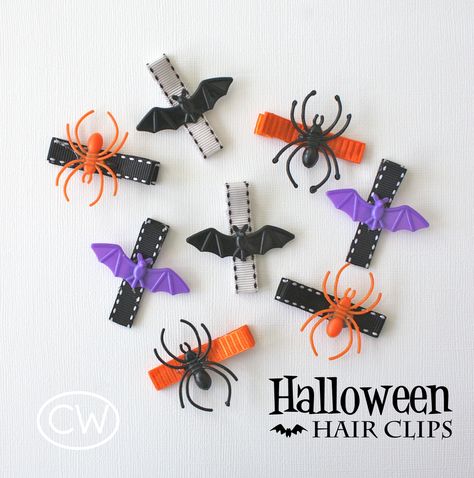 Halloween Hair Clips, Halloween Hair Bows, Ribbon Sculpture, Adornos Halloween, Halloween Bows, Diy Bows, Quick Crafts, Cheap Crafts, Halloween Hair