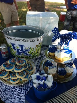 Lucy-We could do a UK tailgate wedding shower! Since I know you are prepared for one of those! haha Tailgate Wedding, Graduation Party Pictures, Uk Parties, Couples Bridal Shower, Couple Wedding Shower, Football Tailgate, Basketball Birthday, My Old Kentucky Home, Football Party