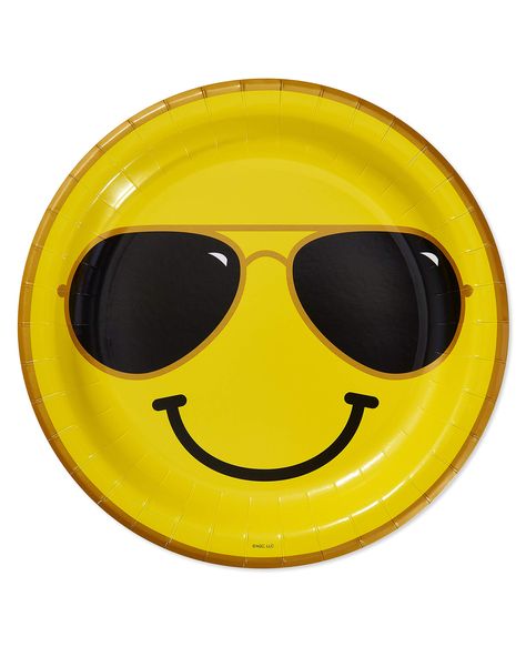 PRICES MAY VARY. Plastic 36 large round plates Measures 10 in. x 10 in. Made in the USA Design featuring a yellow face with aviator sunglasses Perfect American Greetings party supplies for a birthday party or any occasion Usa Design, Hodge Podge, Retro Party, American Greetings, Party Packs, Smiley Face, Aviator Sunglasses, Smiley, Birthday Party