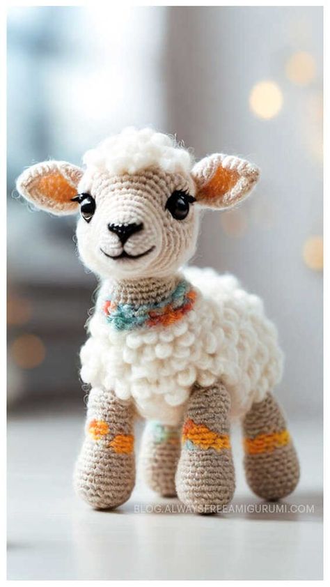 Amigurumi Lamb Crochet Free Pattern Amigurumi Lamb Free Pattern, Crochet Lamb Free Pattern, Crochet Sheep Free Pattern, Crochet Sheep Pattern, Crochet Lamb Pattern, Yarn Diy Projects, Lamb Crochet, Lamb Stuffed Animal, Sheep Crochet