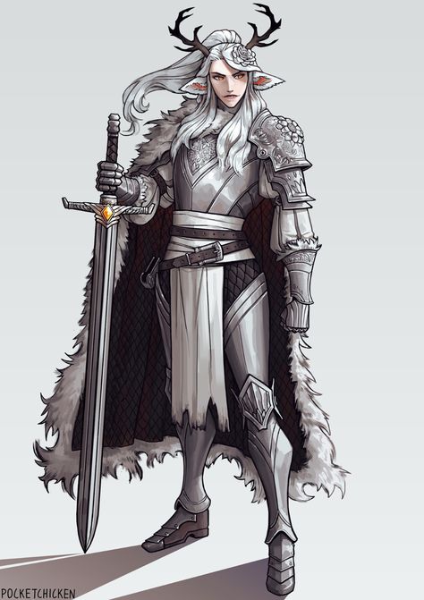 ArtStation - The Iron Petal - armor upgrade, Jimi S (PocketChicken) Platinum Rose Hair, Firbolg Paladin, Winter Fey, Iron Petal, Viking Oc, Elf Knight, Evelynn League Of Legends, Humanoid Creatures, Dnd Dragons