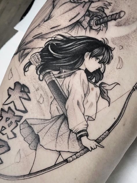 Cute Fantasy Tattoo, Inuyasha Small Tattoo, Kagome Tattoo, Inuyasha Tattoo, Homemade Tattoos, Manga Tattoo, Fantasy Tattoos, Anime Tattoo, Dream Tattoos