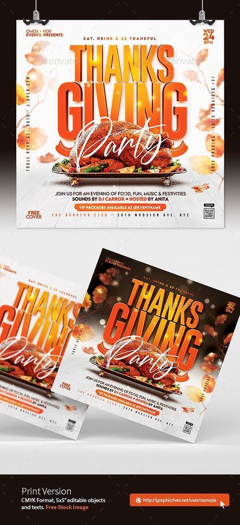 Thanksgiving Party Flyer - Holidays Events Thanksgiving Flyer, Travel Flyer, Thanks Giving, Thanksgiving Party, Thanksgiving Parties, Event Invitation, Party Flyer, Invite Your Friends, Graphic Design Branding