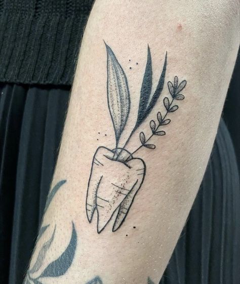 Tooth Flower Tattoo, String Of Teeth Tattoo, Dental Tattoo Ideas Dentists, Wisdom Tooth Tattoo, Dental Tattoo Ideas, Tooth Tattoo Ideas, Dentist Tattoo, Tooth Tattoos, Dental Tattoo