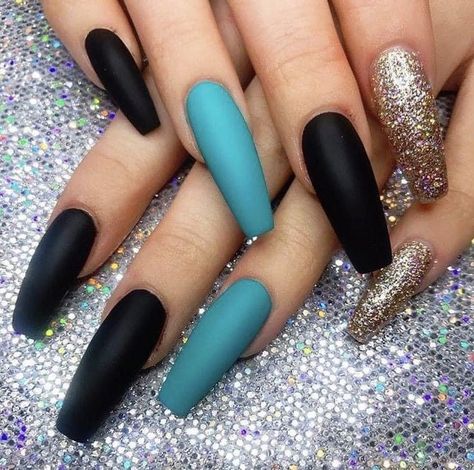 Teal Acrylic Nails, Teal Nails, Nail Blue, Modern Nails, Colorful Nails, Matte Nails Design, Girls Nails, Dipped Nails, Pretty Acrylic Nails