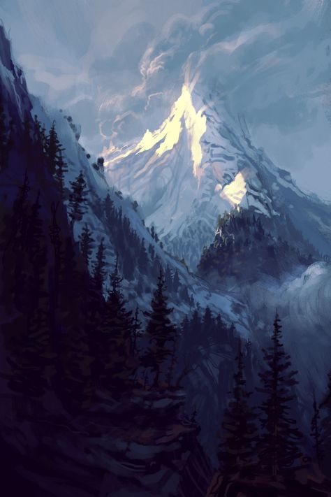 ArtStation - At the mountain, Philipp A. Urlich Mountain Concept Art, 숲 사진, Mountain Background, Bg Design, Art Men, Fantasy Background, Rpg Map, Location Inspiration, Landscape Concept