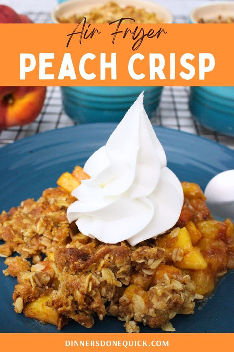 Discover the perfect dessert with our Air Fryer Peach Crisp! This easy and quick recipe combines juicy peaches with a crispy oat topping, all made conveniently in your air fryer. Ideal for a summer treat or any time you crave a sweet, fruity dessert. Follow our step-by-step instructions to make this delicious peach crisp, and enjoy a delightful dessert in minutes. Pin and visit Dinners Done Quick for more scrumptious recipes! #AirFryerRecipes #PeachCrisp #DessertRecipes #EasyDesserts Air Fryer Peach Crisp, Air Fryer Peach Cobbler, Peach Cobbler Crisp, Peach Desserts Easy, Homemade Peach Cobbler, Peach Crisp Recipe, Crisp Topping, Peach Dessert Recipes, Peach Crumble