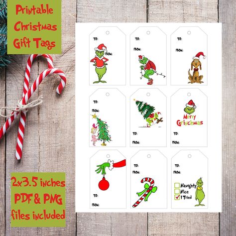 Print at home Grinch Christmas Gift Tags Gift Tag Svg Free, Tag Svg Free, Grinch Gift Tags, Grinch Village, Grinch Printable, Gift Tag Svg, Printable Gift Tags, Christmas Gift Tags Printable, Grinch Christmas