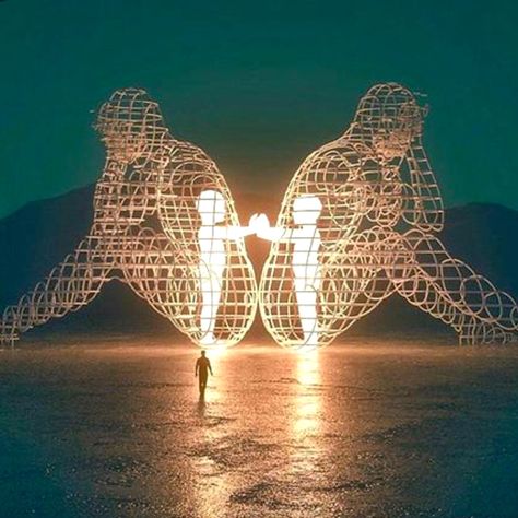 ”Love” by Alexander Milov @alexandermilov 2015 Art Them Two People, Burning Man, The Middle, Turning, Alexander, Wall Art, Canvas, Water, Wall