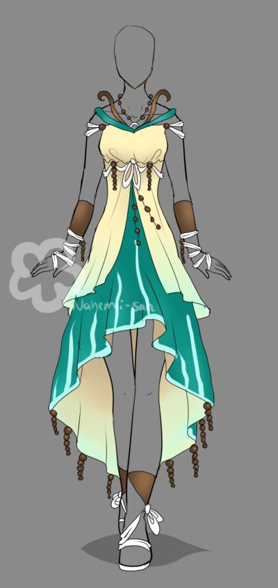 Dress Design - sold by Nahemii-san on DeviantArt Design Moda, Dress Sketches, Dress Drawing, Illustration Fashion Design, Anime Dress, Drawing Clothes, Fantasy Clothing, Fantasy Fashion, Character Outfits