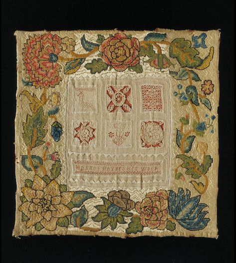 Sampler | Hannah Haynes | England | 1725-1750 | linen, silk | Victoria & Albert Museum Inspirational Embroidery, Embroidery Sampler, Antique Samplers, National Art, Victoria And Albert, Victoria And Albert Museum, Embroidery Ideas, Fashion Furniture, On Display