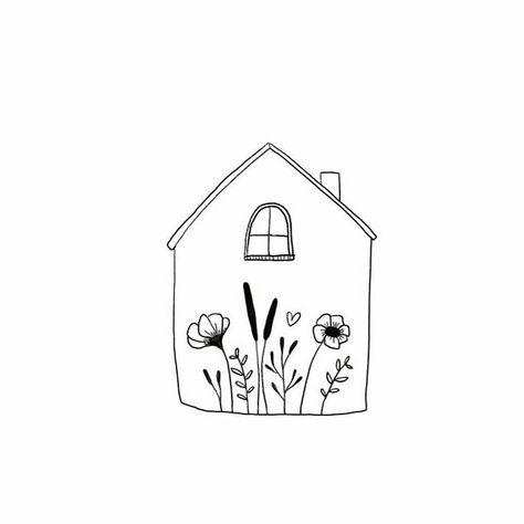 House Line Art Drawing, Tiny Home Drawing, Small House Tattoo Simple, House Fine Line Tattoo, Childhood Home Tattoo Ideas, Fine Line House Tattoo, House Outline Tattoo, Childhood Home Tattoo, House Tattoo Minimalist