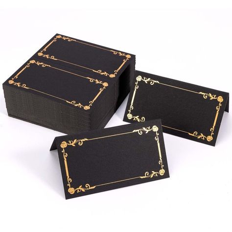 Aboofx 100 Pieces Black Place Cards for Weddings Table Name Cards Tent Cards Place Cards for Table Setting Receptions Parties Events Celebrations(Black Bronzing) Wedding Table Name Cards, Table Name Cards, Wedding Table Names, Hollywood Wedding, Table Tents, Table Place Cards, Food Tent, Table Names, Reception Party