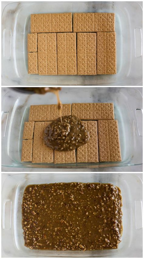 What To Make With Graham Crackers, Graham Cracker Toffee Bars, Cracker Toffee Bars, Desserts Easy For A Crowd, Graham Cracker Dessert, Graham Cracker Toffee, Homemade Candy Bars, Graham Cracker Recipes, Easy Holiday Treats