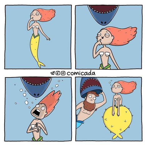 Mermaid Problems, Annoying Girls, Artist Comics, Gallows Humor, Silly Girls, Fun Illustration, Girl Problems, Russian Artists, Nurse Humor