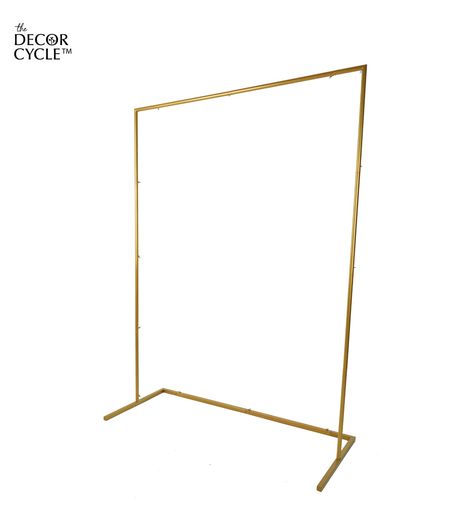 Gold Metal Stand/easel to create your own backdrop and decorate for your special occasion. This metal stand is foldable and reusable. You can make new designs everytime on stand. The size of the stand is 7 Feet height * 5 Feet width / 213 cms * 152 cms.

Order on : instagram @thedecorcycle Copper Backdrop Stand, Metal Frame Wedding Backdrop, Gold Metal Stands Wedding, Gold Frame Welcome Sign, Gold Metal Flower Stand Wedding, Diy Backdrop, Gold Metal, Special Occasion, Create Your Own