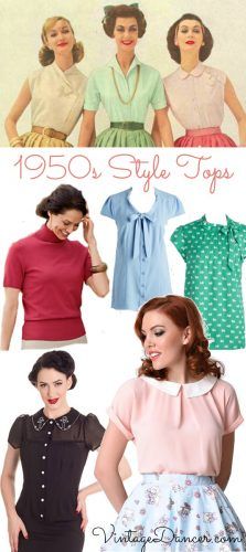 Shop 1950s style tops, blouses, shirts and sweaters at VintageDancer.com 1950s Shirts For Women, 1950s Country Fashion, 1950s Outfit Ideas, 1950 Style, Retro Blouse, 1950s Fashion Dresses, 1950s Outfits, Pinup Style, Poodle Skirt