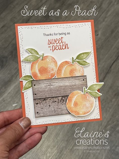 Stampin Up Peach Cards, Stampin Up Sweet As A Peach Cards, Stampin Up Sweet As A Peach, Sweet As A Peach Stampin Up Cards, Fruit Cards, Cheerful Daisies, Sweet As A Peach, Youre A Peach, Fruit Stand