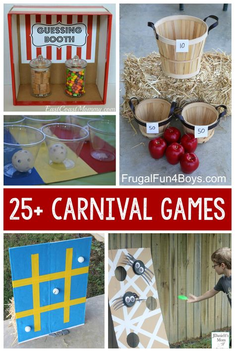 Awesome carnival game ideas. Easy-to-build DIY games for kids. Perfect for a school or church carnival! School Carnival Games, Diy Carnival Games, Backyard Carnival, Fall Festival Games, Carnival Games For Kids, Diy Party Games, Theme Carnaval, Fall Carnival, Thanksgiving Crafts Preschool