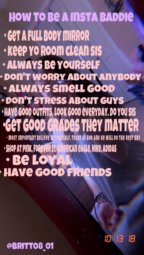 how to be a insta baddie. 😋💖 How To Be A Insta Baddie, How To Be An Instagram Baddie, How To Be A Boss Babe, How To Look Like A Baddie At School, How To Be A Baddie At School, Baddie Rules, How To Be A Baddie, Baddie Goals, Be A Baddie