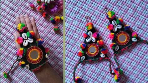 Navratri Hand Bracelet, Garba Jewellery, Navratri Ornaments, Sadu Bharat, Easy Fancy Dress, Jewellery Creative, Navratri Jewellery, Fabric Bangles, Navratri Collection