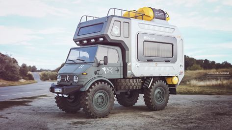 ArtStation - Unimog Camper, Leonardo Grosso Unimog Camper, Cool Rvs, Mercedes Unimog, Truck Flatbeds, Overland Truck, Adventure Campers, Campervan Life, Van Life Diy, Camper Caravan