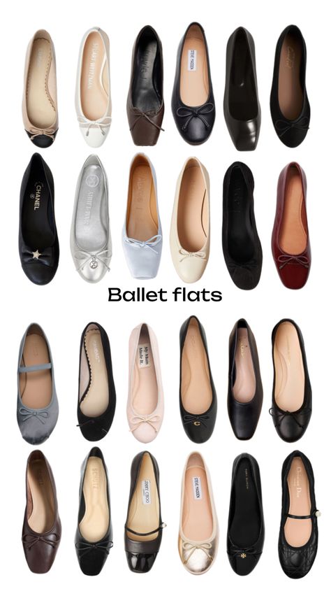 #balletflats #wishlist Pointed Ballet Flats Outfit, How To Style Ballet Flats, Ballerina Shoes Outfit, Ballet Flats Aesthetic, Flats Aesthetic, Office Capsule, Elegant Shoes Flat, Shoes Ballet Flats, Shoes Heels Classy