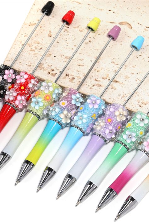 Jewellery Marking Beadable Products Bead Charms Diy Silicone Beads Diy Pens Cute, Beadable Pens, Pen Diy, Beaded Pens, Diy Rhinestone, Beadable Products, Camp Ideas, Girls Club, Diy Style